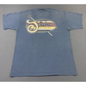 Rare Vintage 90s Jamaican Style Art Surf Reggae Single Stitch Blue Shirt XL USA
